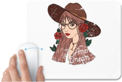UDNAG White Mousepad 'Aamerican Dream | Girl and rose' for Computer / PC / Laptop [230 x 200 x 5mm] Mousepad(White)