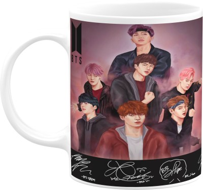 PrintingZone BTS Bts Signature BTS Bangtan Boys Collage Vogue I purple you Butter Army Hd Black Music Band V Suga J-Hope Jungkook Jin Jimin Rm BTS Signature Army Best Gift for BTS Lovers For Friend Boy Girl Microwave Safe Tea Cup(H) Ceramic Coffee Mug(350 ml)