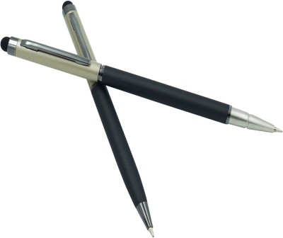 auteur Hera Premium Black Color 2 Pcs Best Writing Fancy Ballpoint Pen & Luxury Gel Roller Pen , Slim Metal Body , With Stylus For Capacitive Touch Screen Pen Gift Set(Pack of 2, Blue)