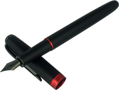 Levin jinhao 75 Matte Black Red ring Forest Fountain Pen Extra Fine Nib Classic Design with Converter (Black) Fountain Pen(Ink Color - Black)