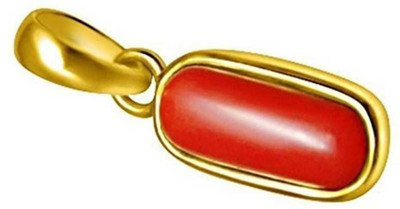 Chopra Gems Red Coral Pendant/Locket (Moonga/Munga Stone Pendant) Gemstone Locket Pendant Gold-plated Stone Pendant