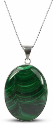 Shubh Sanket Vastu Healing Stone Pendant Natural Malachite Crystal Stone Pendant / Locket with Metal Chain for Crystal Healing Gemstone for Unisex Malachite Stone Pendant