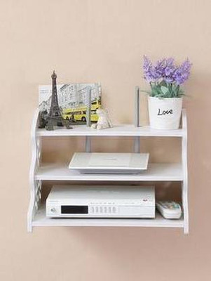 AN Craft Wall TV set up box & wifi stand T.V entertainment unit set up box stand MDF (Medium Density Fiber) Wall Shelf(Number of Shelves - 3, White)