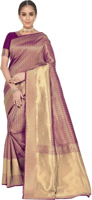 sareela Woven Banarasi Jacquard, Silk Blend Saree(Purple)