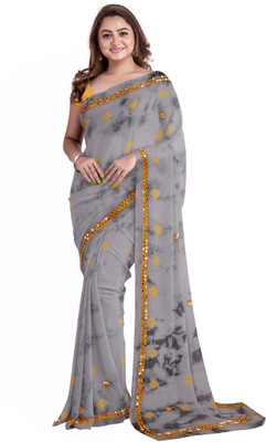 KHATRI AND SONS Printed Bandhani Chiffon Saree(Yellow)