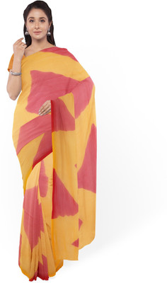 KHATRI AND SONS Printed Bandhani Chiffon Saree(Yellow)