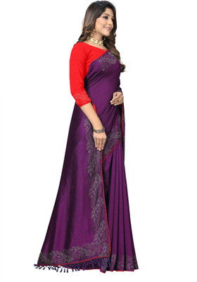 rudraCreation Embellished Bollywood Art Silk, Chanderi Saree(Magenta)
