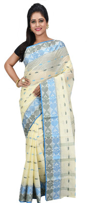 TANTLOOM Self Design Handloom Handloom Pure Cotton Saree(Cream)
