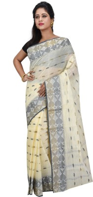 TANTLOOM Self Design Handloom Handloom Pure Cotton Saree(Cream)