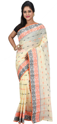 TANTLOOM Self Design Handloom Handloom Pure Cotton Saree(Cream)