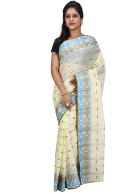 TANTLOOM Self Design Handloom Handloom Pure Cotton Saree(Cream)