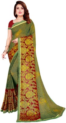 immolate Floral Print Bollywood Chiffon Saree(Multicolor)