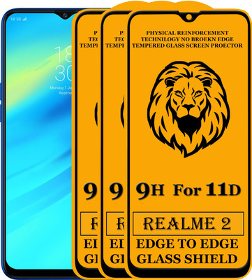 KING COVERS Tempered Glass Guard for Edge To Edge Tempered Glass for Realme 2 (Pack of 3)(Pack of 3)