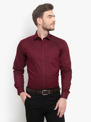 D Kumar Men Solid Formal Maroon Shirt
