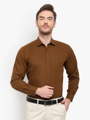 D Kumar Men Solid Formal Brown Shirt