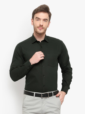 D Kumar Men Solid Formal Green Shirt