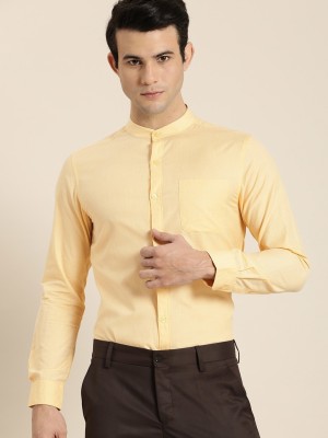 INVICTUS Men Self Design Casual Yellow Shirt