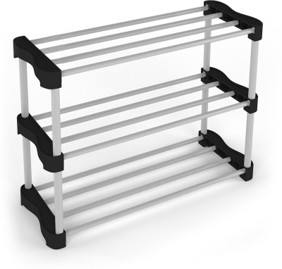 TNT The Next Trend Cady Premium Metal Stackable and Durable,Easy to Assemble,Space Saving Shoe Rack Metal, Plastic Shoe Rack(Black, 3 Shelves, DIY(Do-It-Yourself))