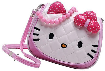 Nia Creations Pink Sling Bag Cartoon Character Kitty Hand Purse for Girls Kids Toddler Mini Cute Princess Handbags Shoulder Messenger Phone Purse Wallet Sling Bag