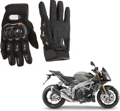 AuTO ADDiCT PRO BIKER GLOVES BLACK FOR APRILIA Tuono V4 RR Riding Gloves(Black)