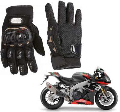 AuTO ADDiCT PRO BIKER GLOVES BLACK FOR APRILIA RSV4 FACTORY Riding Gloves(Black)