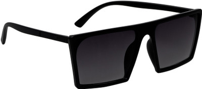 KiwiCaves Rectangular Sunglasses(For Men & Women, Black)