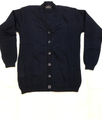Rajindras Solid, Self Design V Neck Casual Boys & Girls Blue Sweater