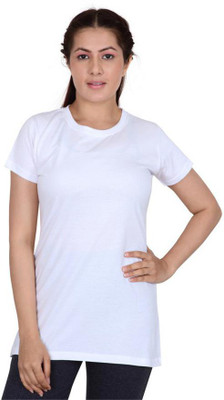 JASNIT Solid Women Round Neck White T-Shirt
