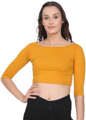 Can i Casual Solid Women Yellow Top