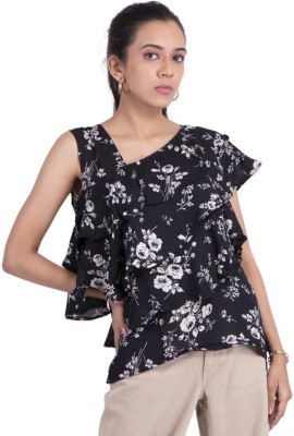 DAMO FASHION Casual Self Design Women Black Top