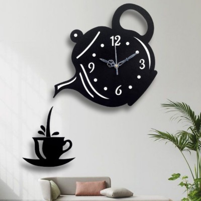 FASTQT Analog 40 cm X 30 cm Wall Clock(Black, Without Glass, Standard)