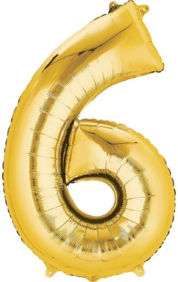 Hippity Hop Solid Numbers Foil Balloon 40' Inch 6 Number Pack of one Unit Gold Balloon(Gold, Pack of 1)