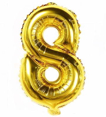 Hippity Hop Solid Numbers Foil Balloon 32' Inch 8 Number Pack of one Unit Gold Balloon(Gold, Pack of 1)