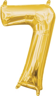 Hippity Hop Solid Numbers Foil Balloon 40' Inch 7 Number Pack of one Unit Gold Balloon(Gold, Pack of 1)