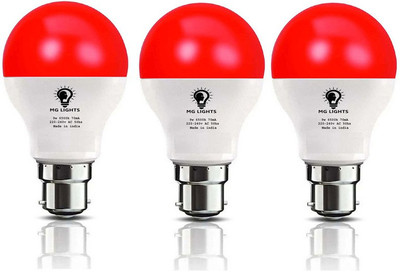 mg lights 9 W Basic Arbitrary B22 LED Bulb(Red, Pack of 3)