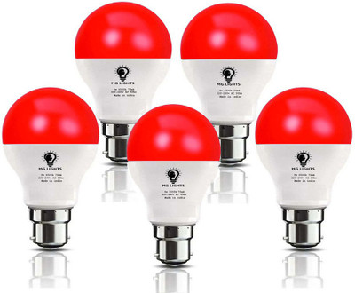mg lights 9 W Basic Arbitrary B22 LED Bulb(Red, Pack of 5)