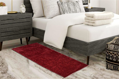 RM Handloom Red Polyester Carpet(2 ft,  X 4 ft, Rectangle)