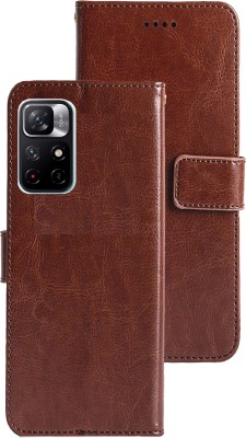 MG Star Flip Cover for Xiaomi Redmi Note 11T 5G(Brown, Shock Proof, Pack of: 1)