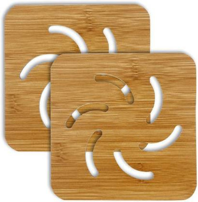 Rossella Round Bamboo Coaster Set(Pack of 2)