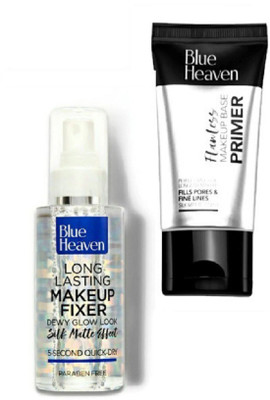 BLUE HEAVEN LONG LASTING MAKEUP FIXER (60ML)+FLAWLESS MAKEUP BASE PRIMER (16g)COMBO PACK OF 2(2 Items in the set) BLUE HEAVEN LONG LASTING MAKEUP FIXER (60ML)+FLAWLESS MAKEUP BASE PRIMER (16g)COMBO PACK OF 2(2 Items in the set)
