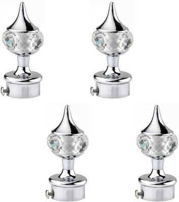 Ghazian Silver Curtain Knobs, Rod Rail Bracket Metal(Pack of 4)