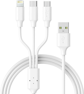 LA'FORTE USB Type C Cable 2 A 1.2 m 3 in 1 PVC Soft and Superior(Compatible with Charging Mobile phone, White, One Cable)