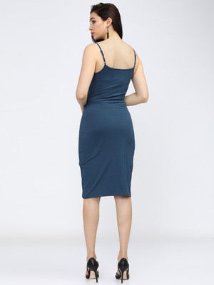 Tokyo Talkies Women A-line Light Blue Knee Length Dress