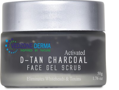 vedzone derma Activated D-Tan Charcoal Face Gel Scrub - Eliminating Whiteheads and Toxins(50 g)