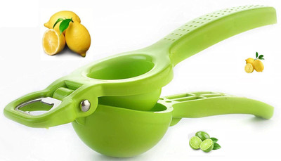 BadiWal Plastic Lemon Juicer ( made of high quality ABS materials,Heavy duty Unbreakable Body,Opener stainless Steel Blade,Easy To Use & Clean,FUNCTIONALLY EASY 2 in 1 LEMON SQUEEZER WITH BOTTLE OPENER. Hand Juicer(Green)