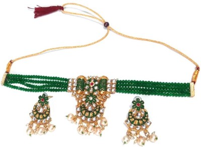 Aksh Enterprises Alloy Gold-plated Green Jewellery Set(Pack of 1)