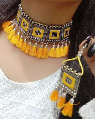 Dev Fashion Silver Silver Yellow Jewellery Set(Pack of 1)