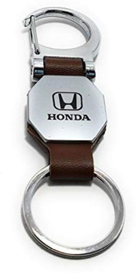 gtrp Premium Quality Honda Car logo Double side hook- Brown Key Chain Key Chain