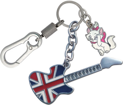 SHOKY LOOKS England Multicolor Guitar With Locking Lock High Quality Along With Cute Pussy Cat Stylish Light Weight Trendy Key Chain