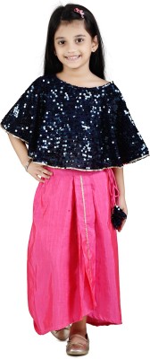 Lilpicks Girls Casual Top Skirt(Navy Pink)